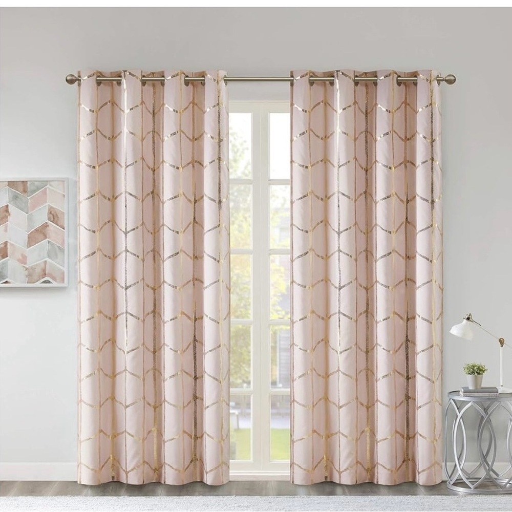 Elegant Pink and Gold Geometric Curtains